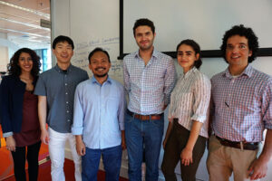 Project lead Afra Mashadi, DSSG fellows Myeong Lee, Imam Subkahn, Carlos Espino, Rachael Dottle, and eScience data scientist Ariel Rokem.
