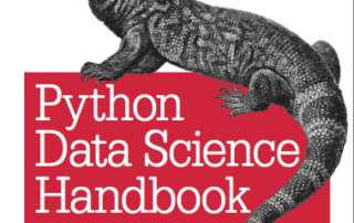The cover of the book "Python Data Science Handbook" featuring a lizard