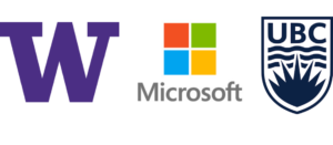 Logos for the University of Washington, Microsoft and the University of British Columbia