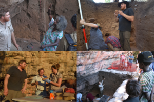 Photos, clockwise from top left: Chris Clarkson and May Nango; Chris Clarkson, Chris Clarkson, Richard Fullagar, and Ebbe Hayes; Ben Marwick. Picture by Dominic O’Brien. Gundjeihmi Aboriginal Corporation 2015