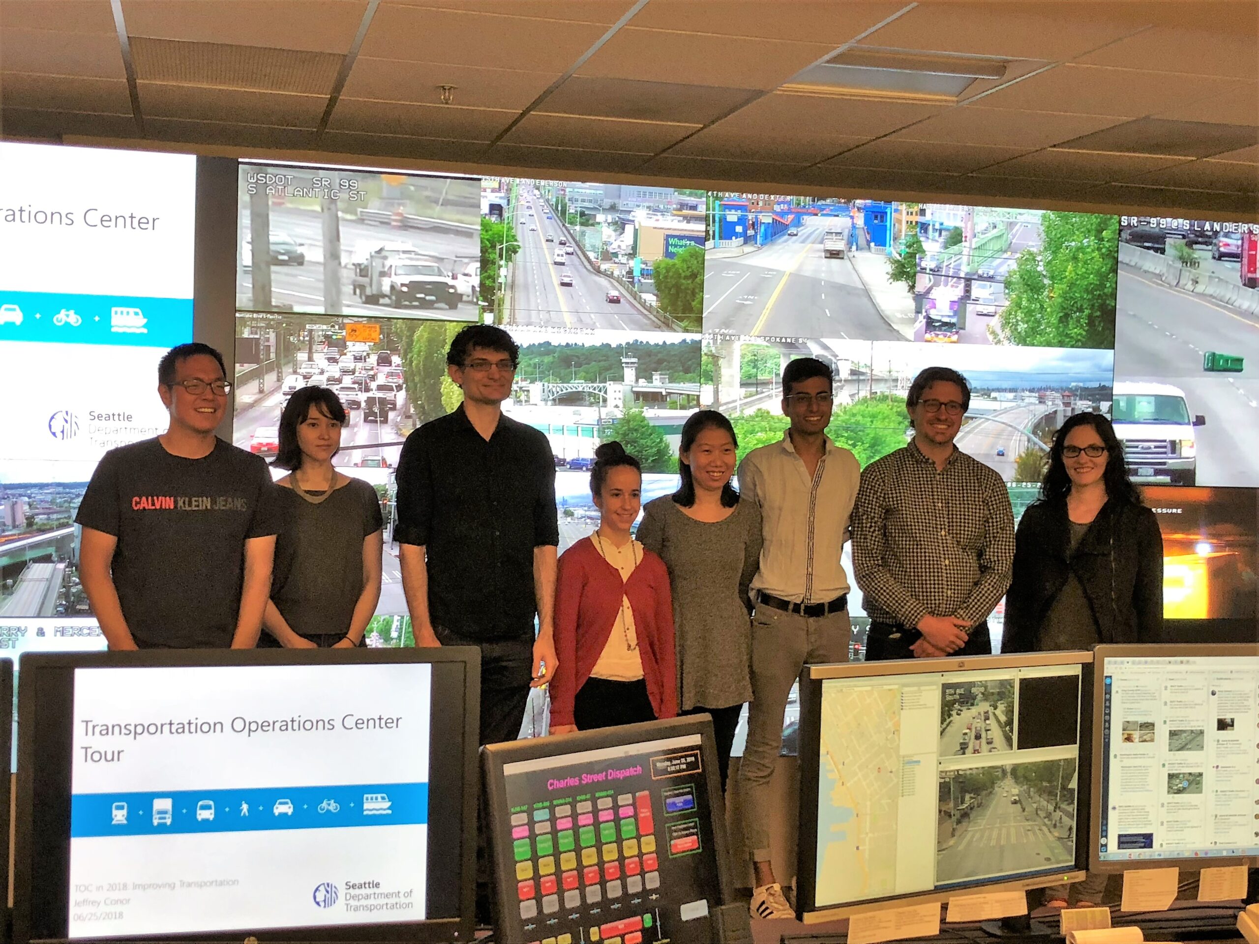 The Seattle Mobility Index Team takes a field trip to the Seattle Department of Transportation. (Darius Irani, third from right)