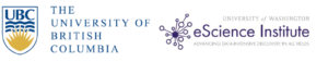 The University of British Columbia and eScience Institute logos
